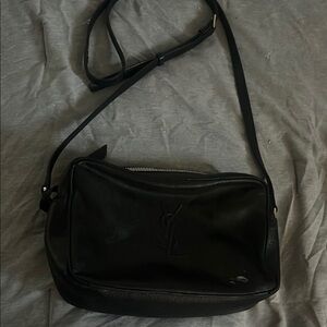 Yves Saint Laurent Black Leather Messenger Bag